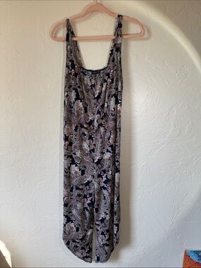 VENUS Navy and Brown Paisley Jumpsuit